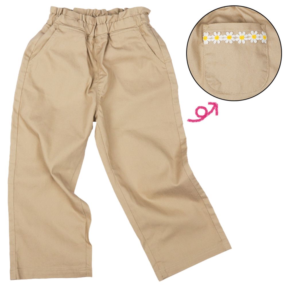 10分褲-口袋蕾絲-淺卡其色