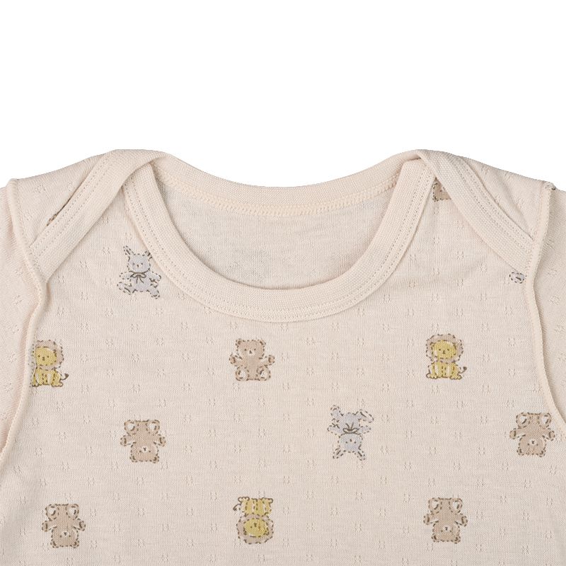 akachan honpo - 長袖套頭式包屁衣-鬆軟棉-卡其色