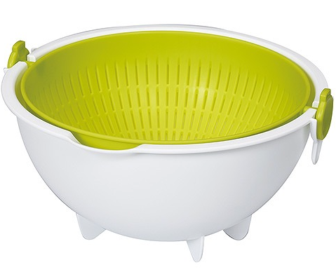 日本 小久保KOKUBO - 日製雙層旋轉瀝水籃-綠