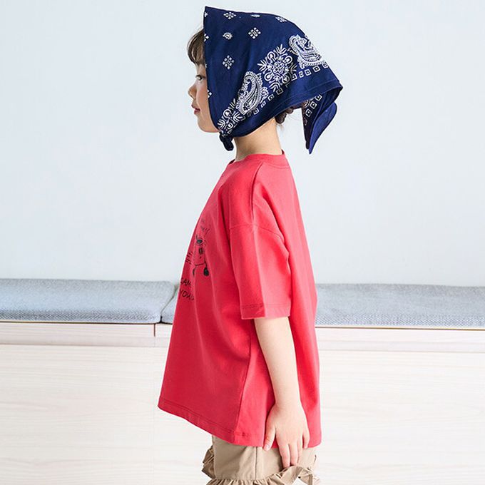 日本 petit main - 100%棉 幽默印花短袖上衣-臘腸熱狗-白