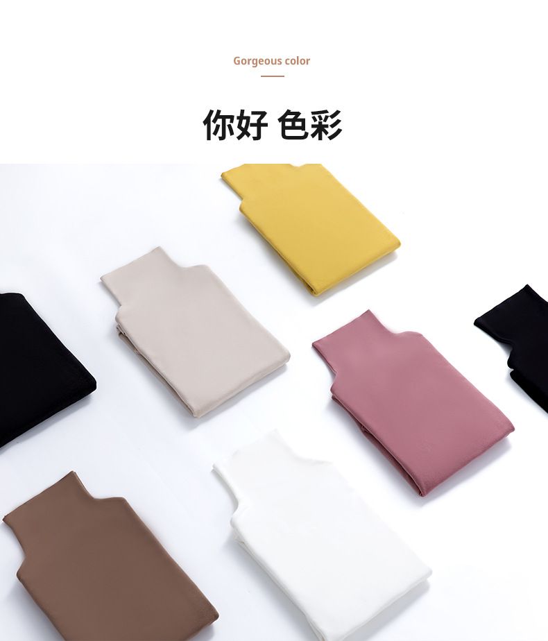 德絨高領長袖保暖上衣-卡其色