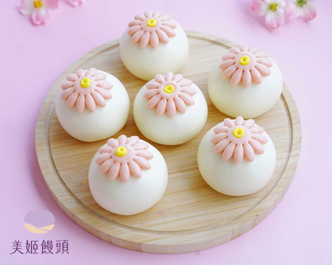 美姬饅頭 - 花朵造型鮮乳紅豆包 (買一盒送一盒)-期間限定 2023/4/21-5/14-50g*6顆