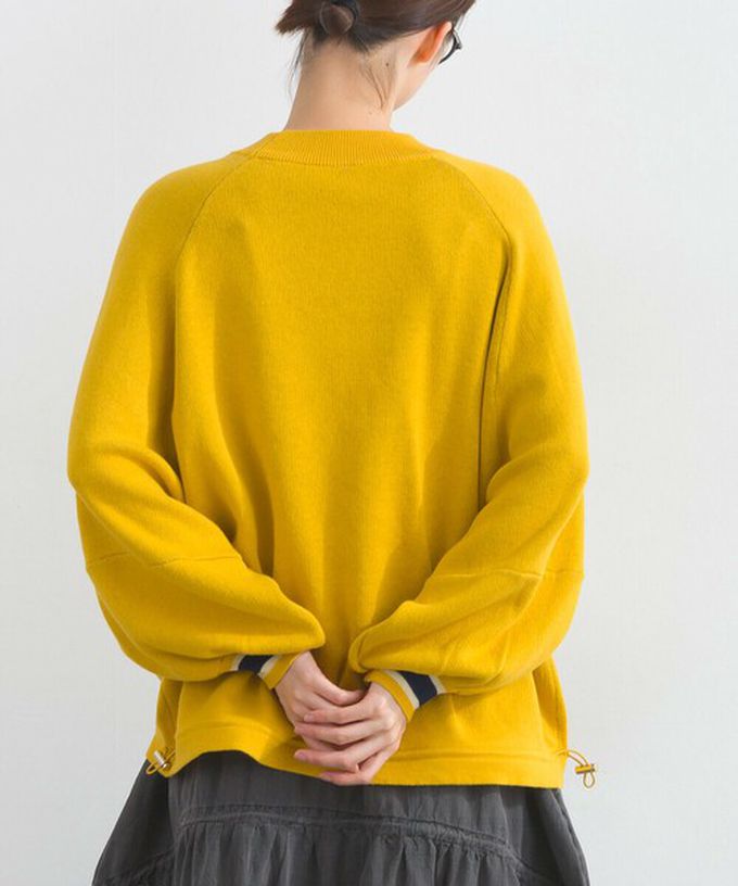 日本 Lupilien - 明亮撞色學院風抽繩針織上衣-芥末黃