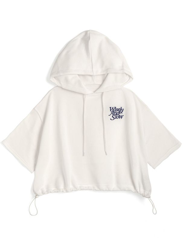 日本 GRL - 棉混刺繡短版連帽上衣-經典黑 (F)