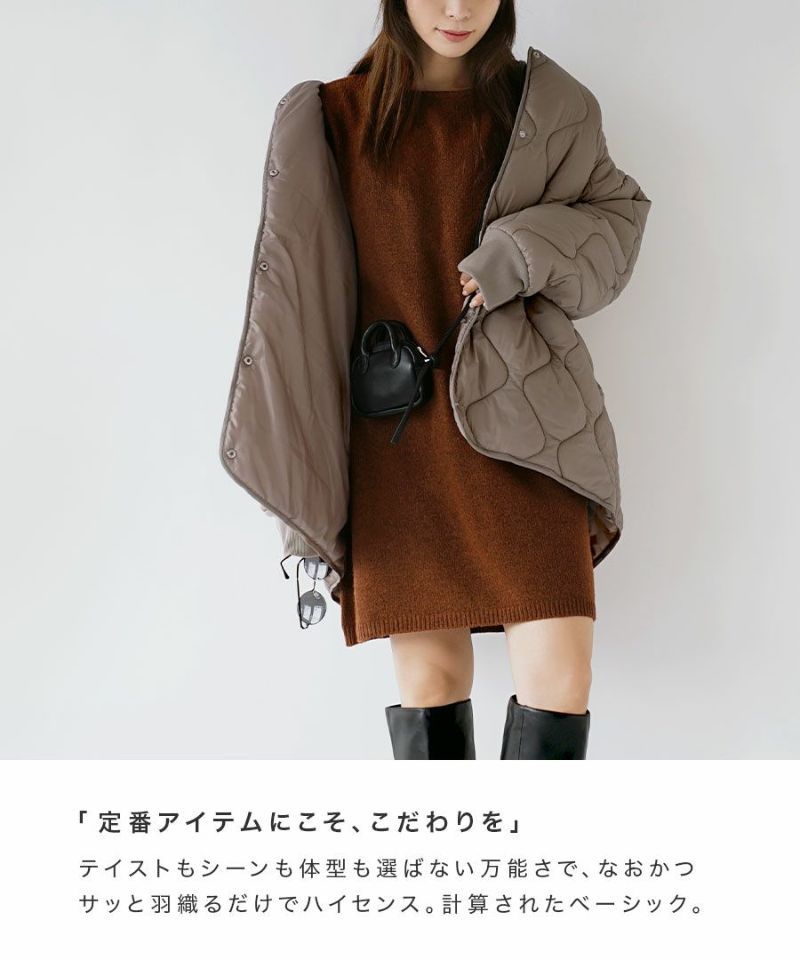 日本 zootie - 輕量絎縫百搭落肩鋪棉外套-淺灰棕