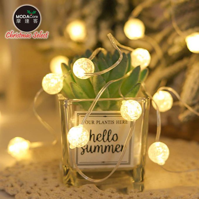 MODACore 摩達客 - 50燈LED皮線燈串(USB充電/圓珠-暖白光)5M-贈豆腐頭&遙控器