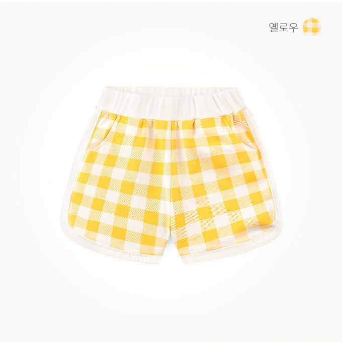 韓國 milk mile - 棋盤格紋白熊長袖短褲套裝-藍