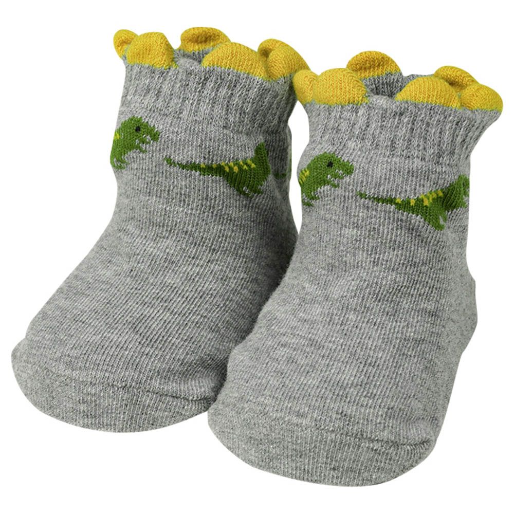 新生兒襪子-恐龍-灰色 (7~9cm)