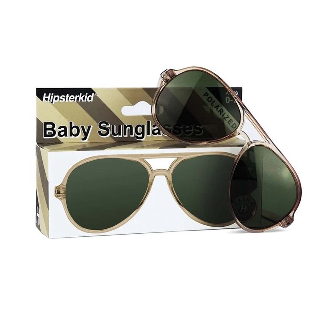 美國 Hipsterkid - 抗UV奢華嬰童偏光太陽眼鏡(附固定繩/收納袋)-飛行員砂礫