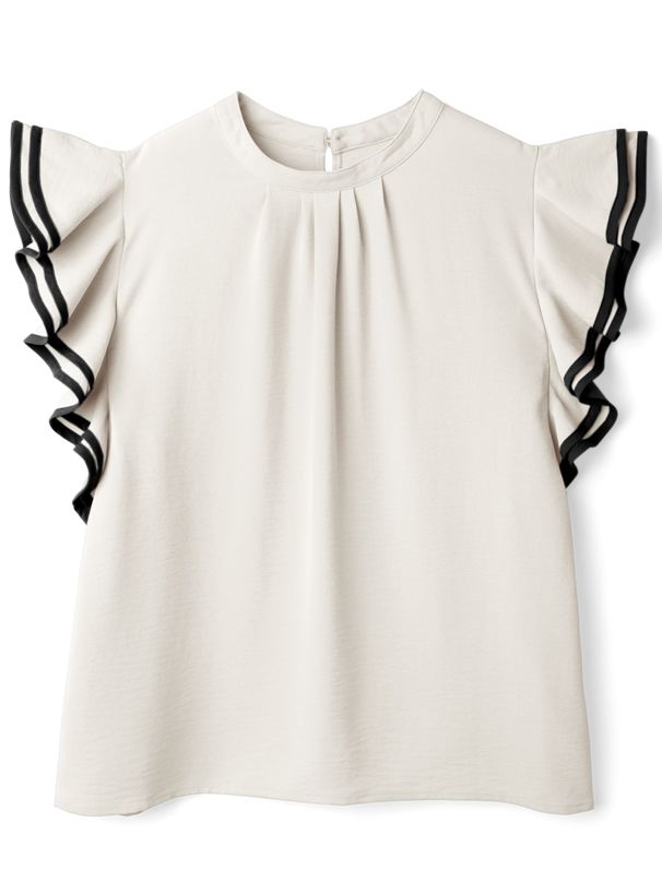 日本 GRL - 氣質滿點法式波浪無袖上衣-奢華黑