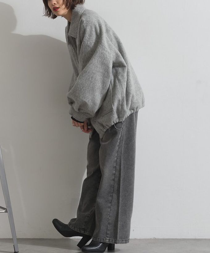 日本 ELENCARE DUE - 毛海感寬版雙拉鏈大口袋保暖外套-象牙白