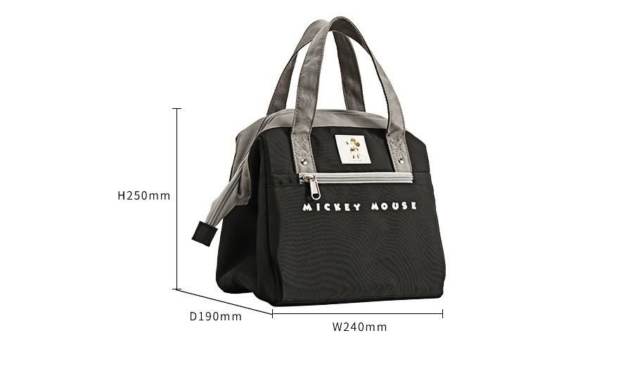 保溫便當袋-卡通字母米奇-黑色