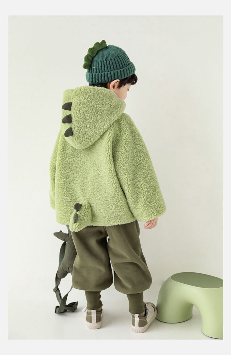 TONGMO - 羊羔絨立體造型外套-恐龍-綠色