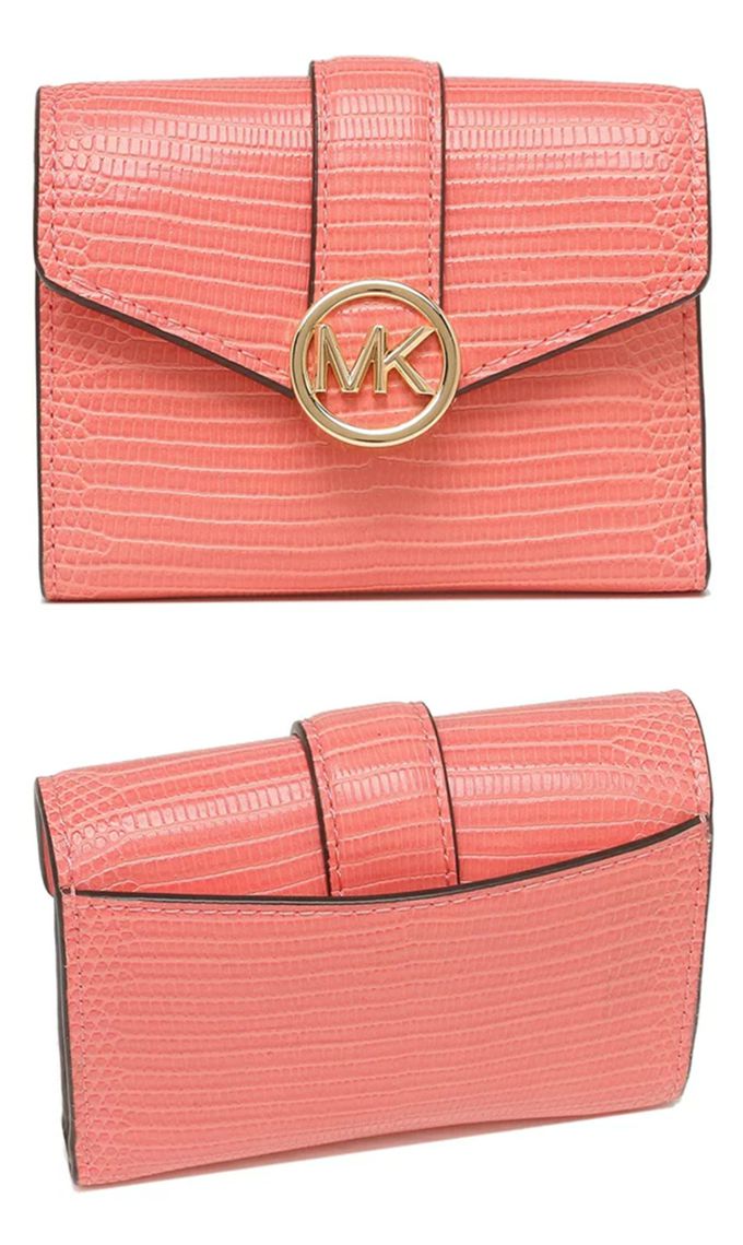 MICHAEL KORS - 質感皮革短夾 (葡萄袖色)