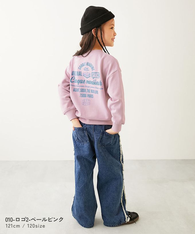 日本 devirock - 熱銷定番 女孩印花縮口長袖上衣-花朵-灰黑