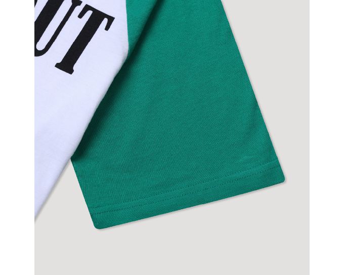 韓國 INDIVIDUEL - 字母印撞色短版上衣-HANGOUT-黑X白