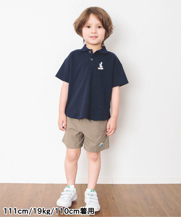 日本 BREEZE - 童趣動物刺繡短袖POLO衫-滑板鴨-深藍