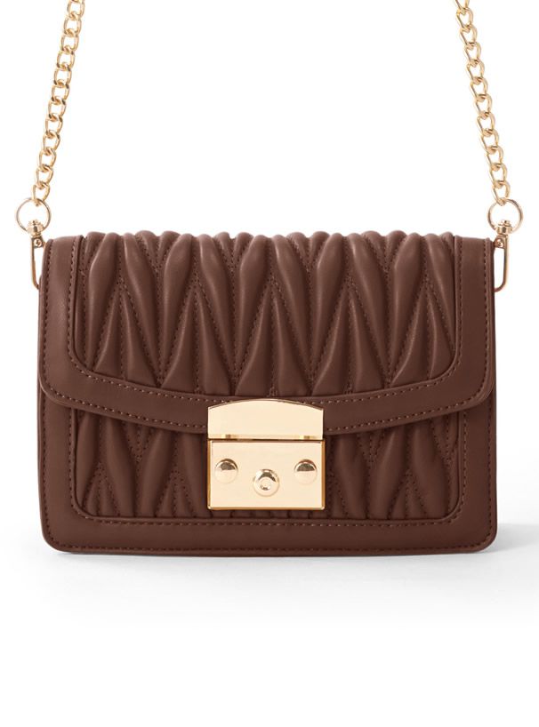 日本 GRL - 立體抓皺金屬小方包/側背包-凱莉綠 (F)