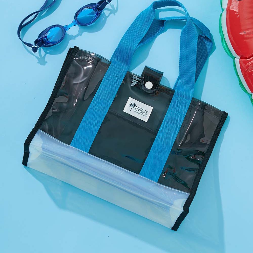 果凍色系PVC游泳/玩水包-黑x白