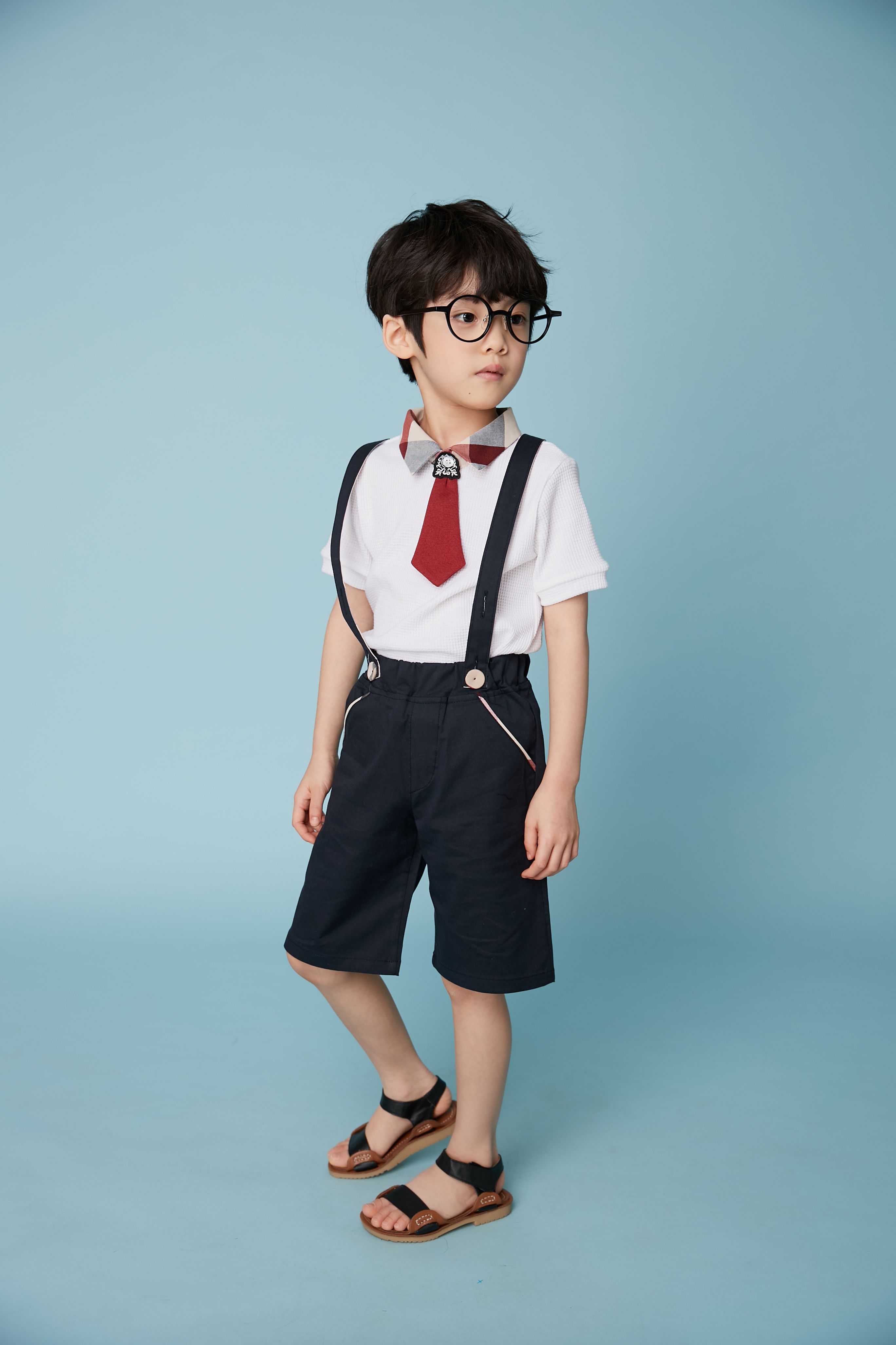 韓國 Coco Bang - 英倫領短領帶T-白