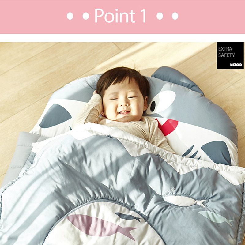 正韓Hello HiZoo - 純手工製莫代爾防蟎抗菌動物兒童睡袋(枕頭+睡墊+被子+收納袋)-粉紅兔