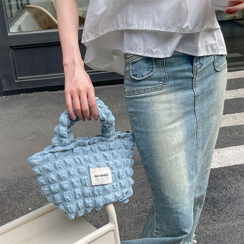 奶油泡泡雲朵手提包/托特包-紫色 ((19+12)x17x10cm)