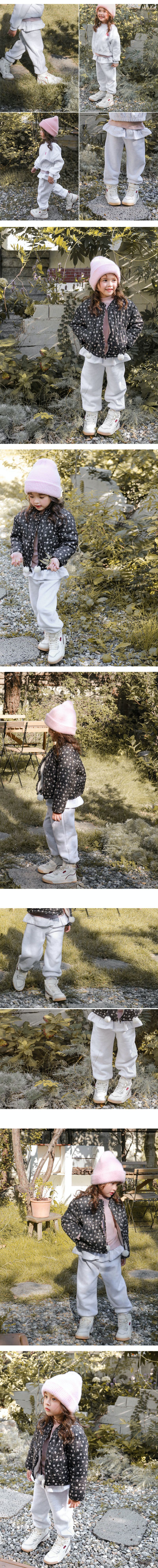 韓國 Puellaflo - 荷葉邊設計純棉休閒長褲-米灰