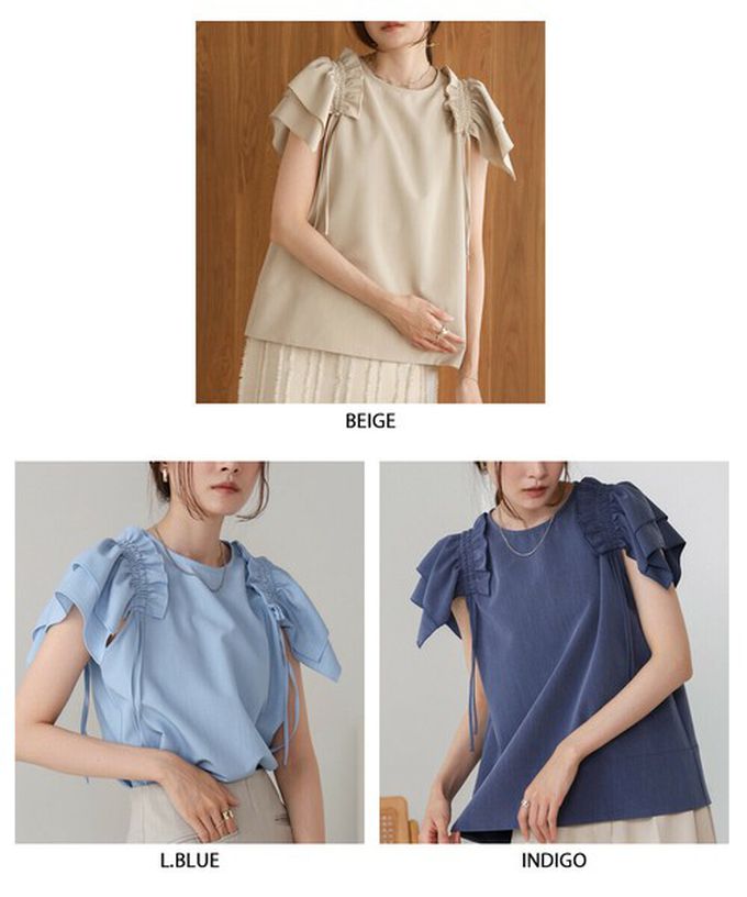 日本 Bab - 浪漫層次感荷葉短袖上衣-卡其杏 (M)