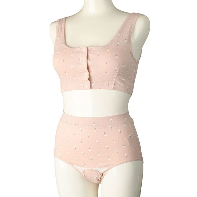 akachan honpo - 產後護理內褲-腹部舒適款 小花-粉紅色