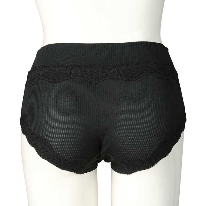 akachan honpo - 腹部交叉設計內褲-羅紋-黑色