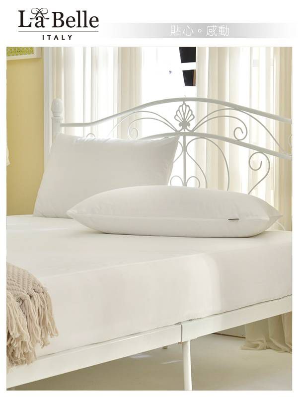 格蕾寢飾 Great Living - 義大利La Belle 吸濕排汗抑菌防水信封式保潔枕套-經典品味-2入