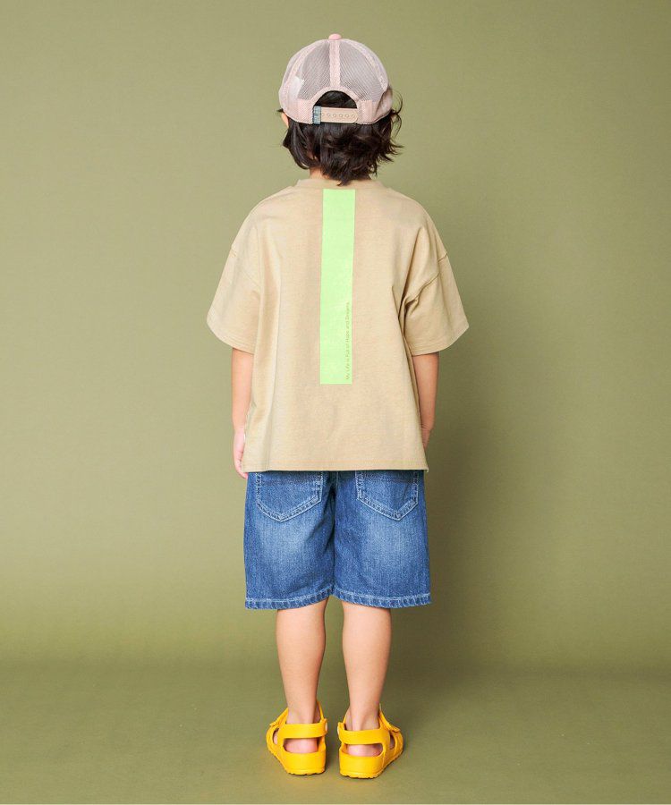 日本 BREEZE - 寬鬆版型背後設計短袖上衣-淺卡其