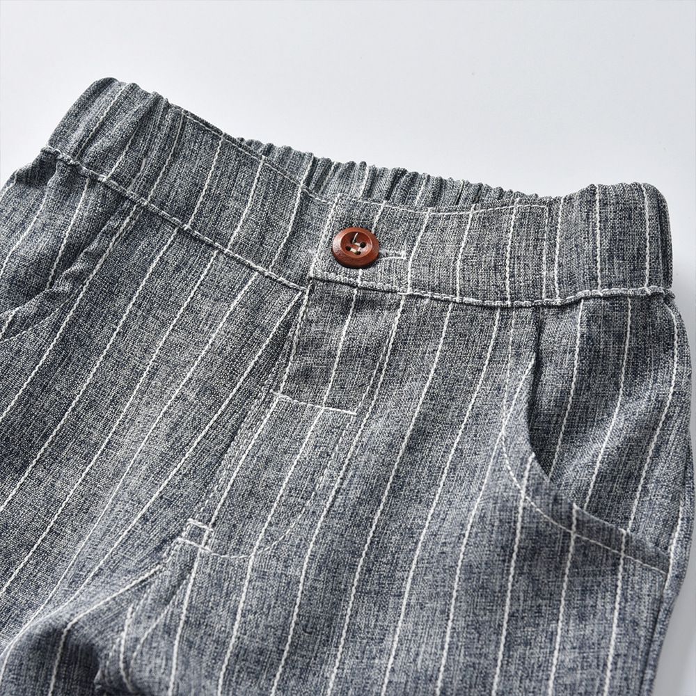 英倫風條紋馬甲背心套裝-灰色