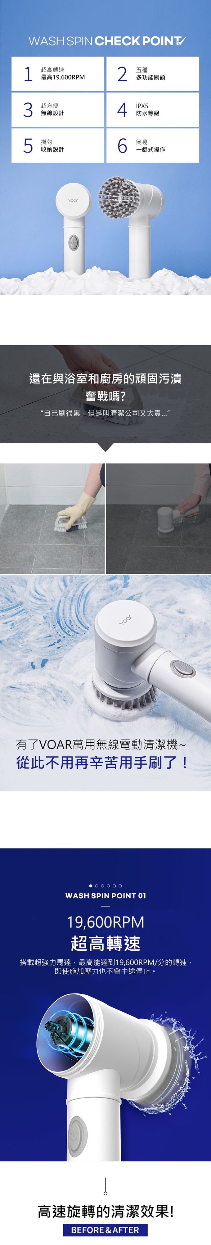 韓國OA - VOAR 萬用無線電動清潔機 專用刷頭三件組