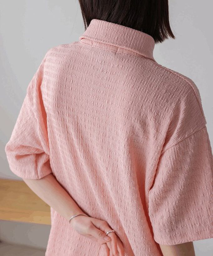 日本 Bab - 精緻紋理都會感五分袖上衣-黃