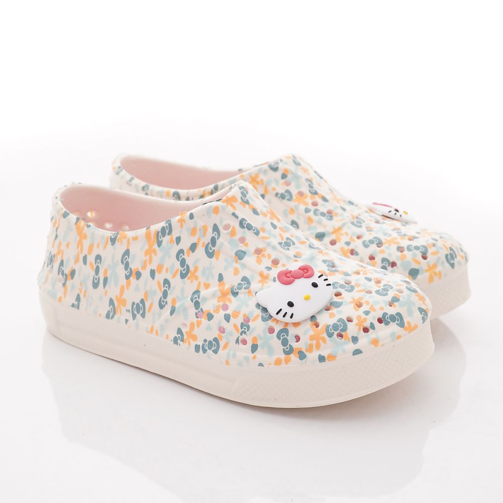 HELLO KITTY - 凱蒂貓可愛碎花洞洞鞋(中小童段)-休閒鞋-白水