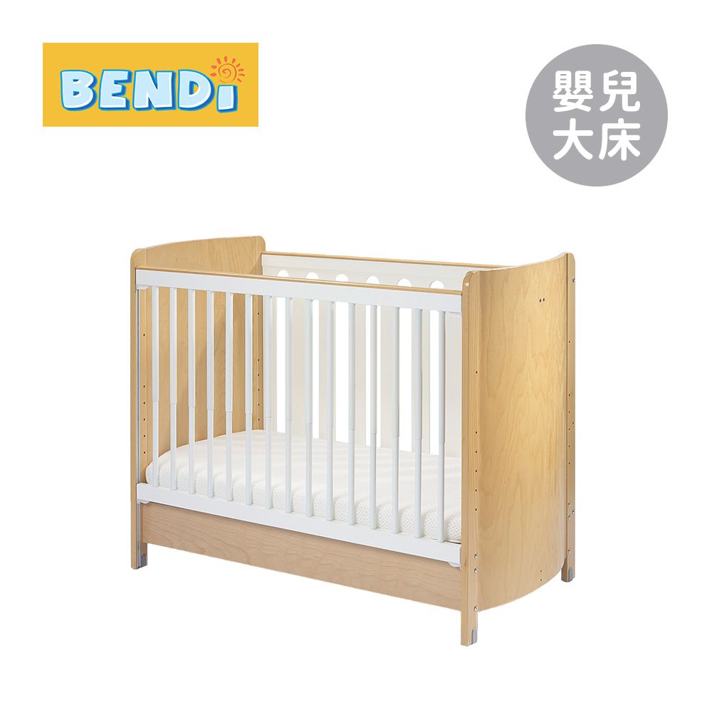 Flex Wood 頂級碳纖升降弧形嬰兒大床 原木側板 (床架+舒眠床墊)