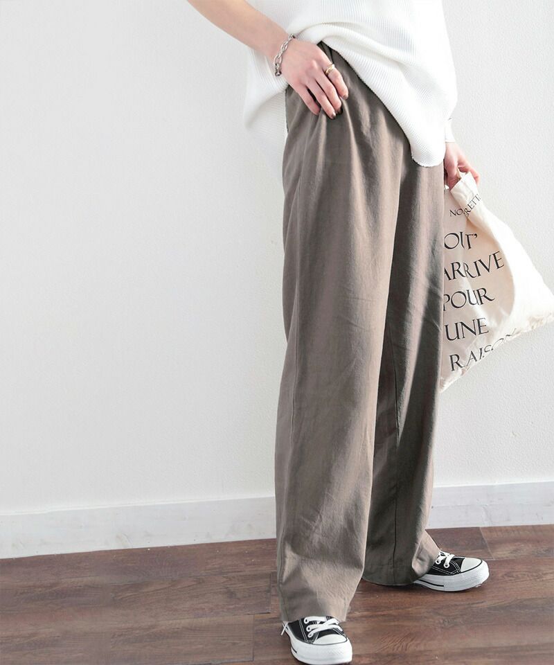 日本 Classical Elf - 嫘縈柔軟舒膚垂墜感寬褲-摩卡