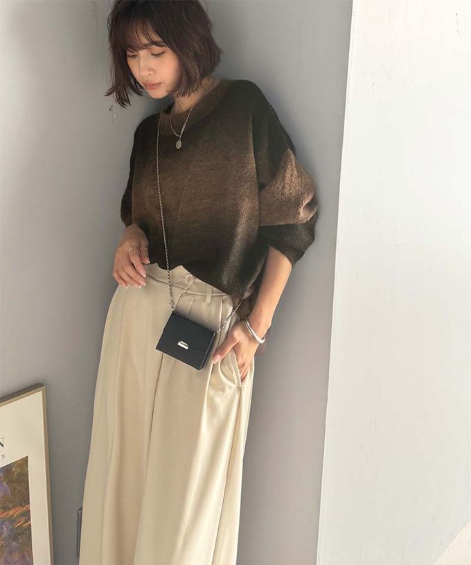 日本 Classical Elf - Java 絕美漸層寬鬆針織上衣-卡其