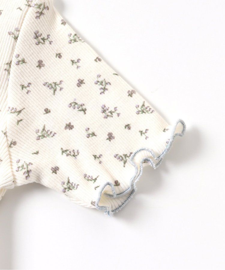 日本 apres les cours - 浪漫滾邊設計羅紋短袖上衣-卡其