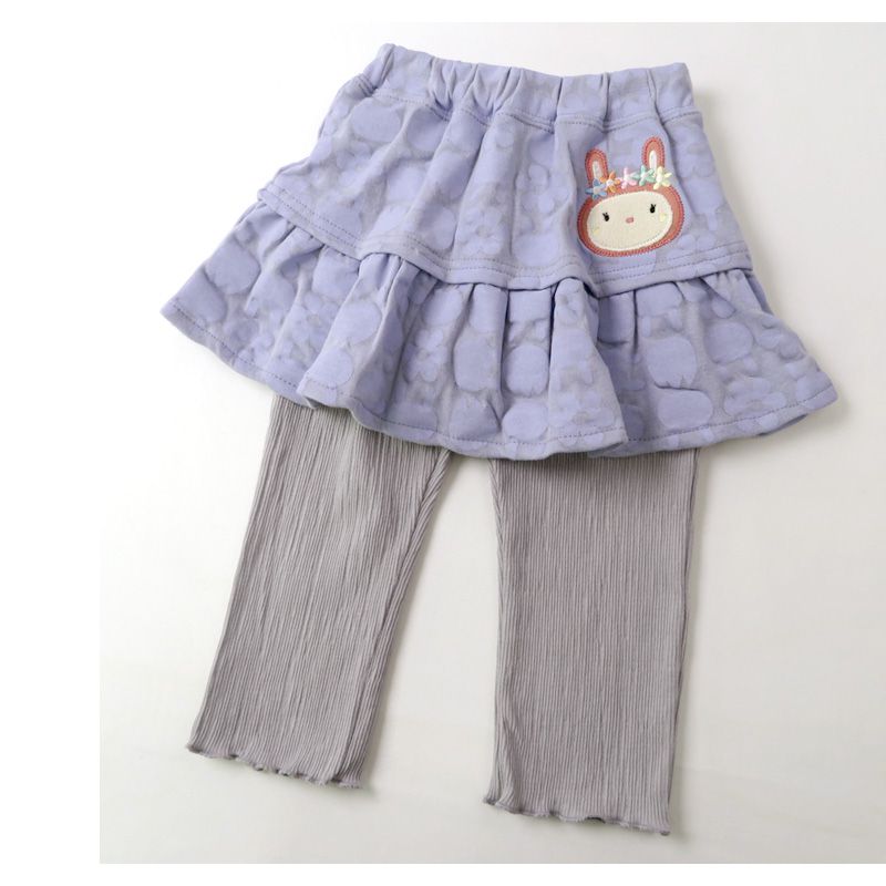 日本 ZOOLAND - 楊柳風內搭褲裙-小兔剪影-紫