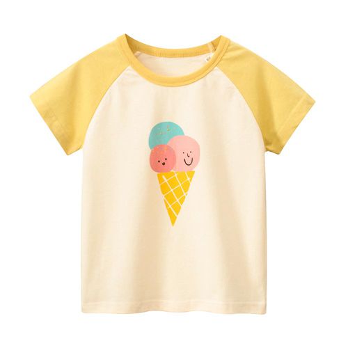 27home - 純棉短袖上衣-夏日冰淇淋-米杏+黃