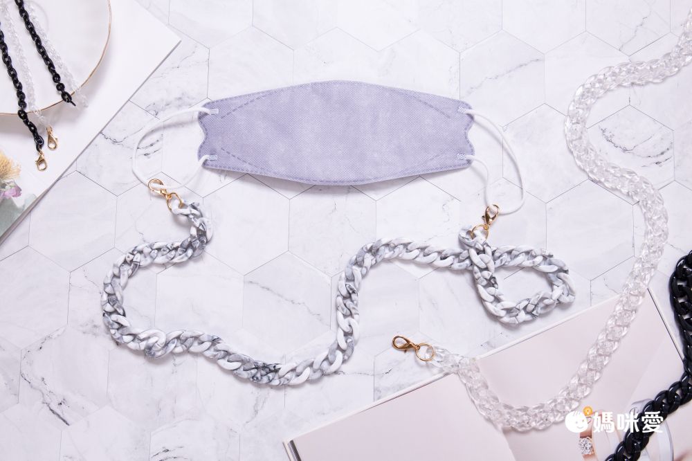 韓國 HEM - 韓系時尚可愛果凍口罩項鍊/口罩鍊/掛繩/眼鏡掛鍊(可拆裝調整長度)-果凍C型鏈-10-酷炫黑-60cm