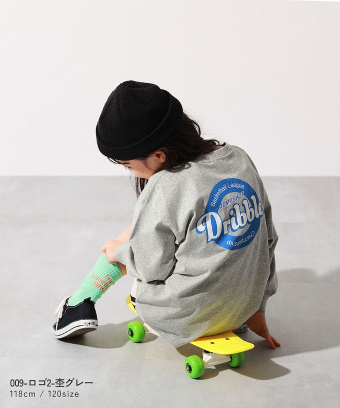 日本 devirock - 100%棉 落肩印花長袖T恤-背後英文-濃綠