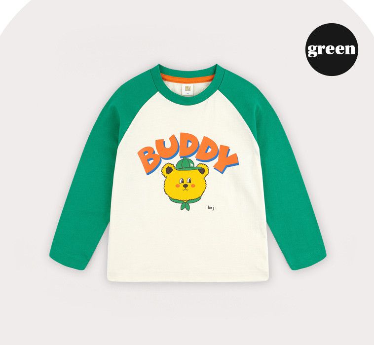 韓國 HEJMINI - 綠帽小熊圓領T恤-綠