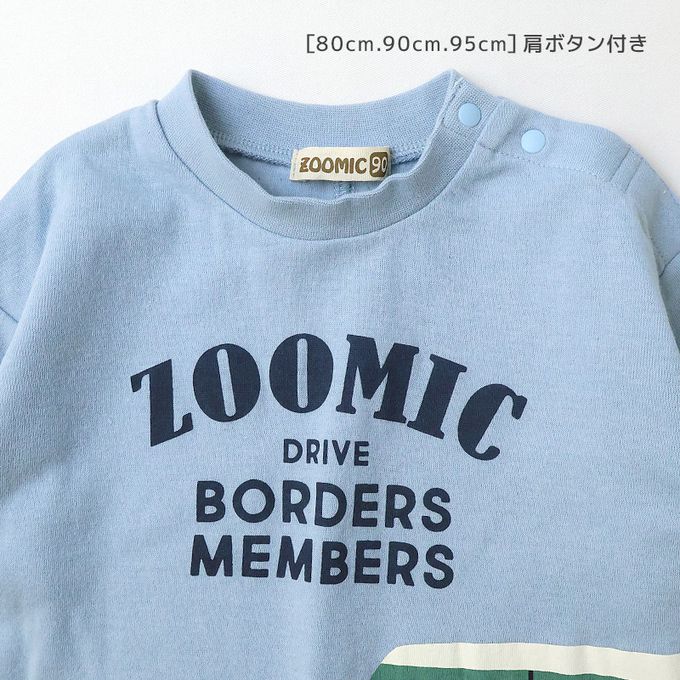 日本 ZOOLAND - 春季出遊印花長袖上衣-熊熊開車-藍