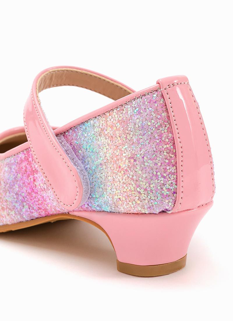 韓國 OZKIZ - 夢幻人魚色亮粉低跟皮鞋