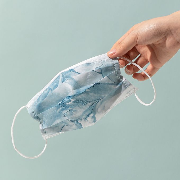 一心一罩 - 成人醫療級平面口罩/一心一罩/雙鋼印/台灣製-藍色貝寶石紋(內含3款各10片)-30入/盒(未滅菌)