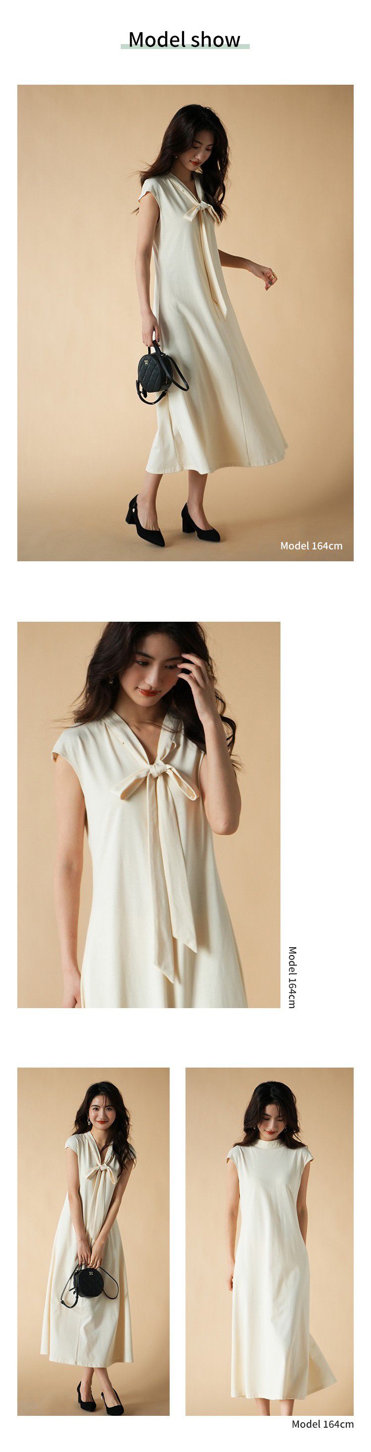 日本女裝代購 - 優雅扭結法式袖修身洋裝-薄荷綠