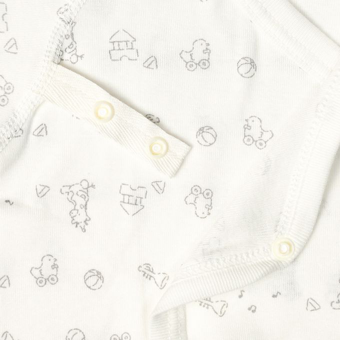 akachan honpo - 長袖肚衣2件組-按扣款 玩具箱-米白色